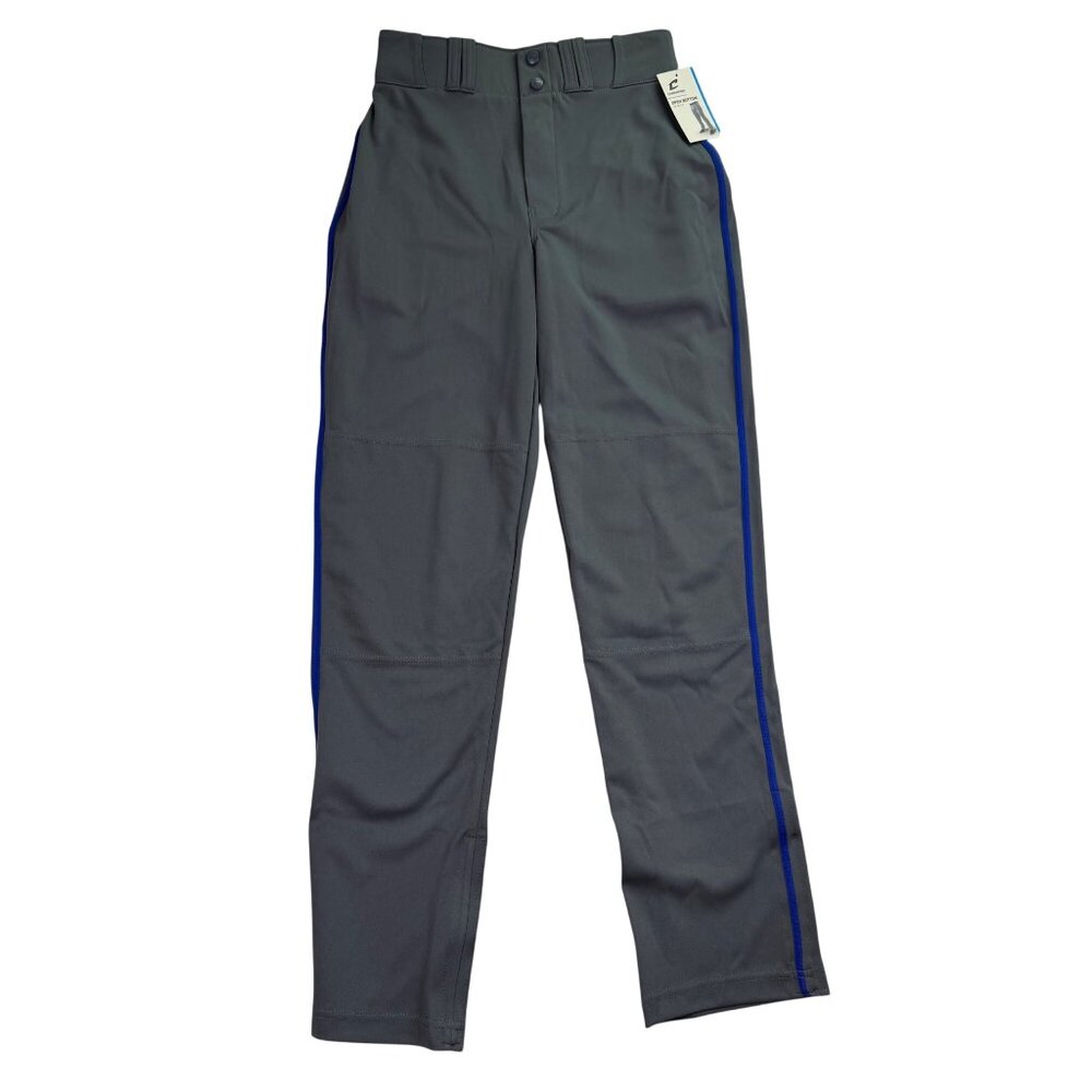 Champro Mens Gray Baseball Pants Open Bottom Royal Stripes Durable Sz S - New